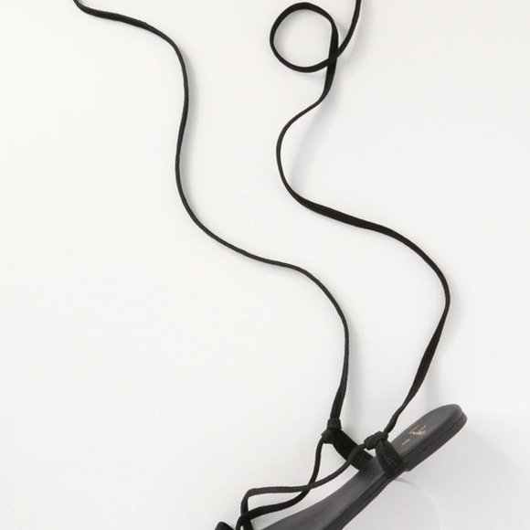 Lulus Taylen Black Suede Flat Lace-Up Sandals - Picture 3 of 4